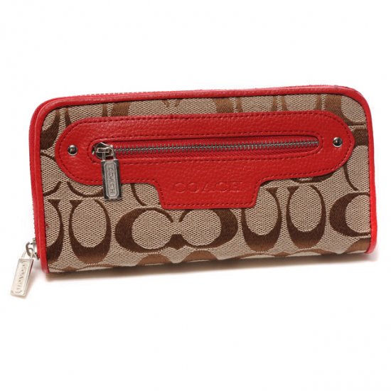 Coach Zip In Monogram Large Red Wallets DUL - Click Image to Close